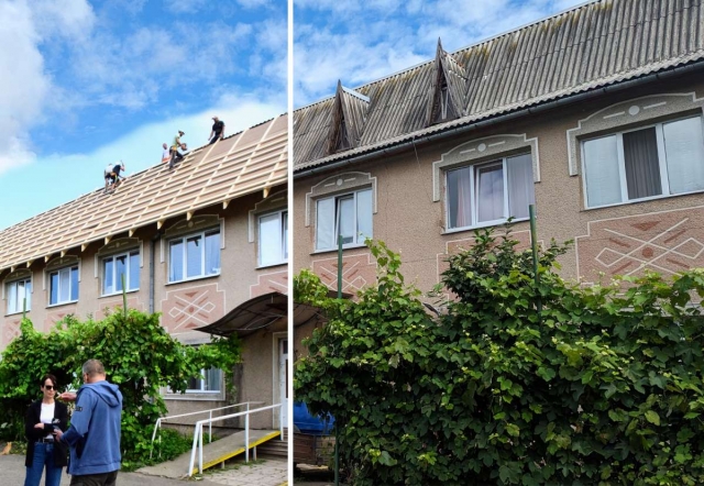 The roof of the Tyachiv Shelter is being overhauled